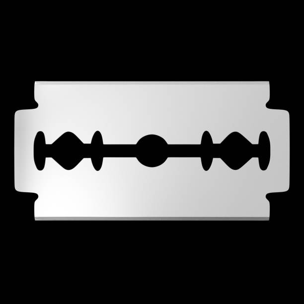 istock Isolated Floating Razor blade on a Black background 894066188