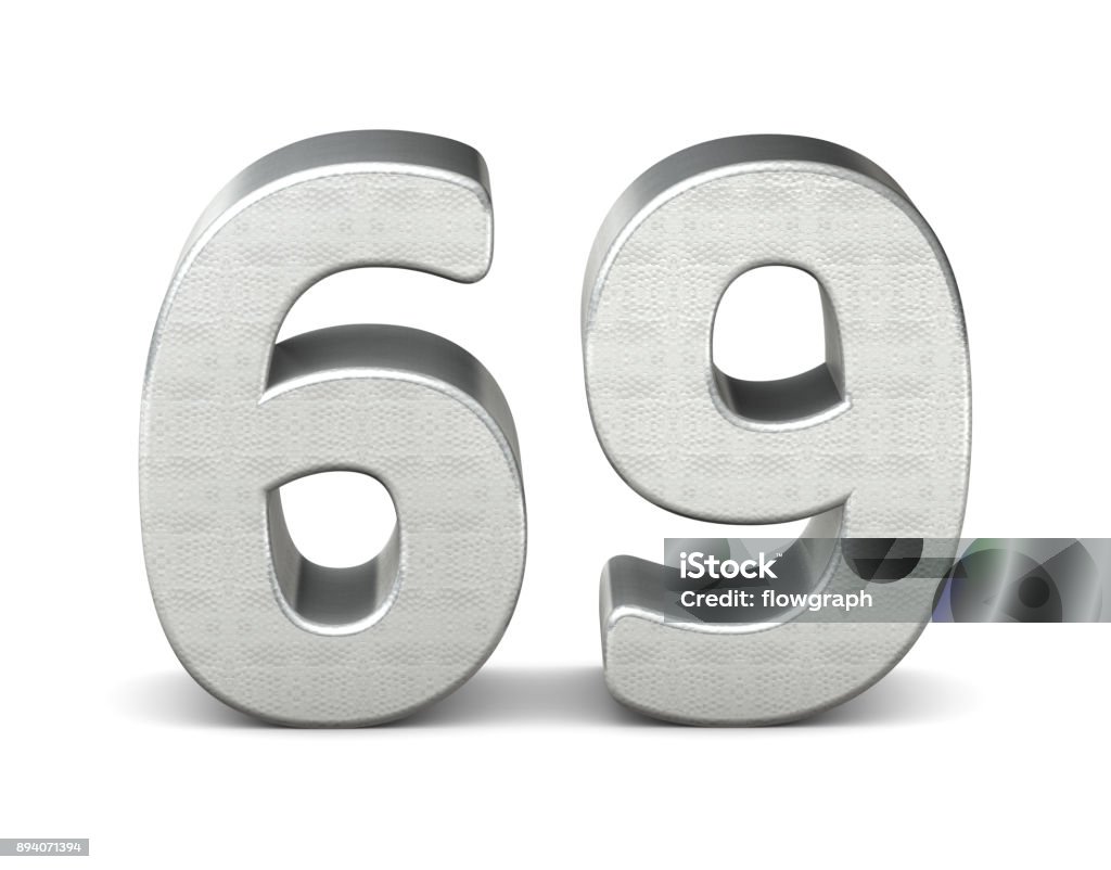 69 número estructura plata 3d render 3d - Foto de stock de 65-69 años libre de derechos