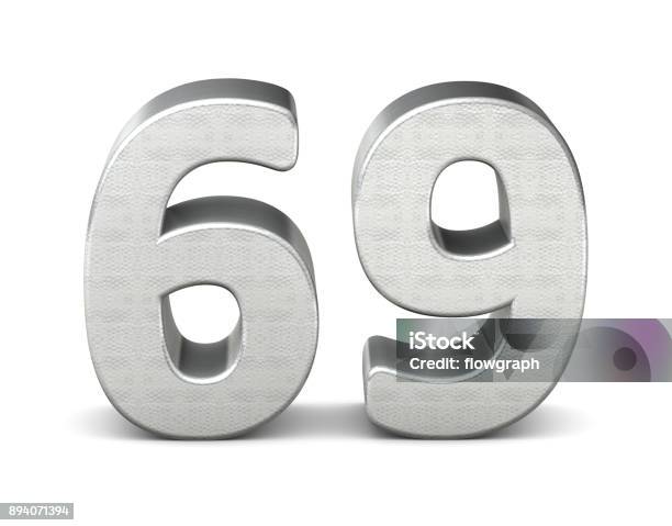 69 Número Estructura Plata 3d Render 3d Foto de stock y más banco de imágenes de 65-69 años - 65-69 años, Alemania, Aniversario