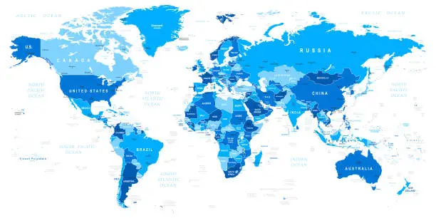 Vector illustration of Blue World Map