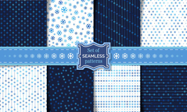 シームレスなスノーフレーク パターンのセットです。 - seamless pattern meteorology snowflake点のイラスト素材／クリップアート素材／マンガ素材／アイコン素材