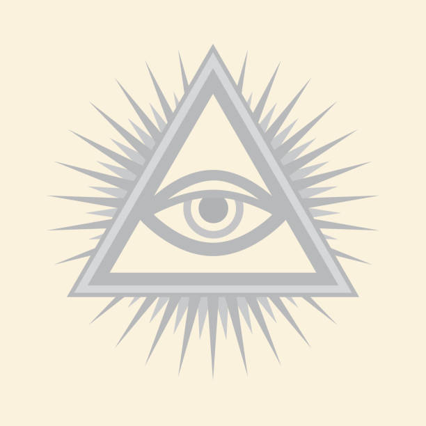 All-Seeing Eye of God (The Eye of Providence | Eye of Omniscience | Luminous Delta | Oculus Dei). Ancient mystical sacral symbol of Illuminati and Freemasonry. — Silver Selenium version. All-Seeing Eye of God (The Eye of Providence egyptian demons stock illustrations