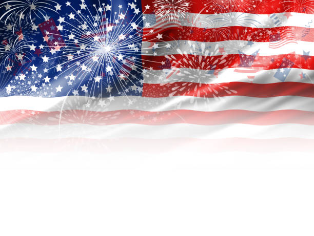 istock Firework design of USA flag on white background 894104266