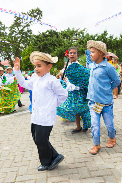 boquete panama November 2017 These little boys dressed in traditional clothes dance at the parade of Panama Independence Day to celebrate the liberation of Spanish domination.
