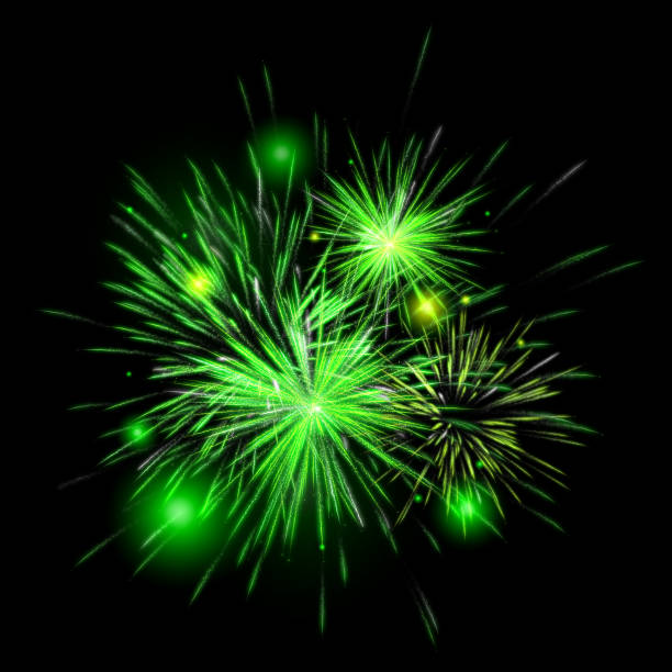 istock fireworks color green on black background 894132520