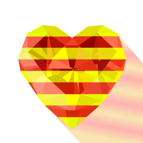 Vector illustration of The Senyera, heart with the flag of the Catalonia