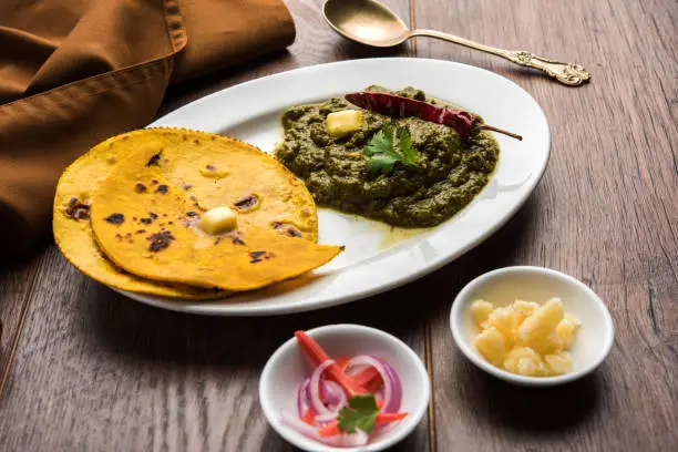 Photo of Sarson Ka Saag Makki Ki Roti popular north indian main course menu usually prepared in winter season