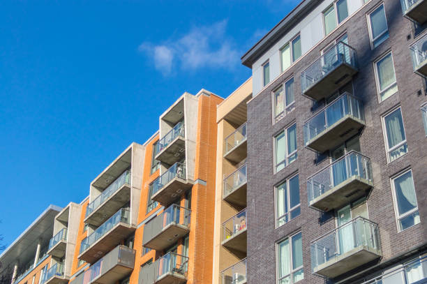 istock Modern condo buildings with huge windows 894141068