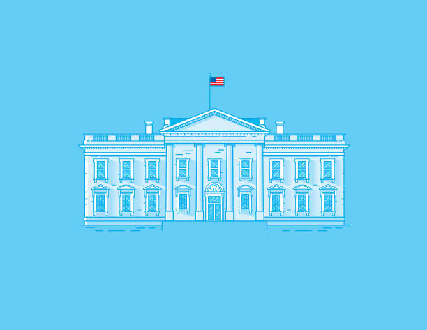 ilustraciones, imágenes clip art, dibujos animados e iconos de stock de ilustración simplificada de la whitehouse - white house washington dc american flag president