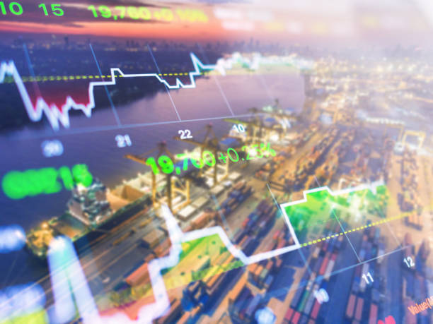 istock Crane cargo market and finance economic background 894144002