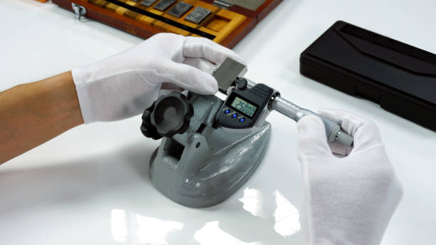 istock Micrometer Calibration with gauge block in Calibration laboratory 894147082