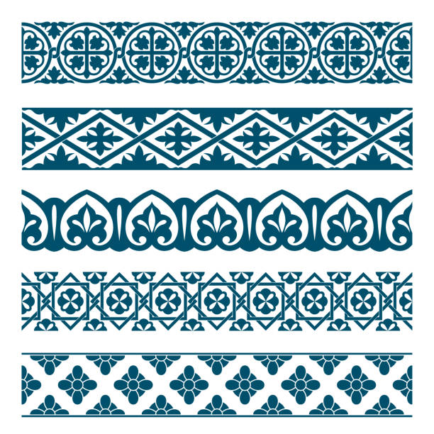 The frame of medieval style The frame of medieval style byzantine pattern stock illustrations