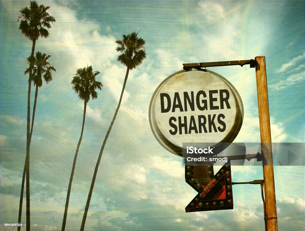 Danger Sharks Sign Stock Photo - Download Image Now - Shark, Animals ...