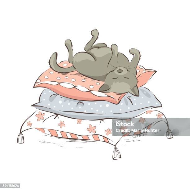 Sleeping Cat Stock Illustration - Download Image Now - Domestic Cat, Napping, Sleeping