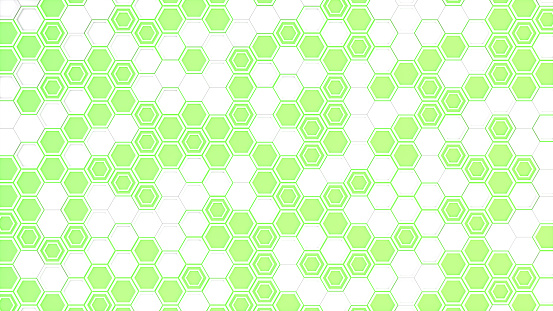 Green and pink arranged hexagon tiles 3D render illustration