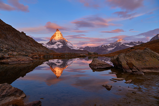 Swiss Alps's Matterhorn at sunrise, Zermatt, Switzerland.