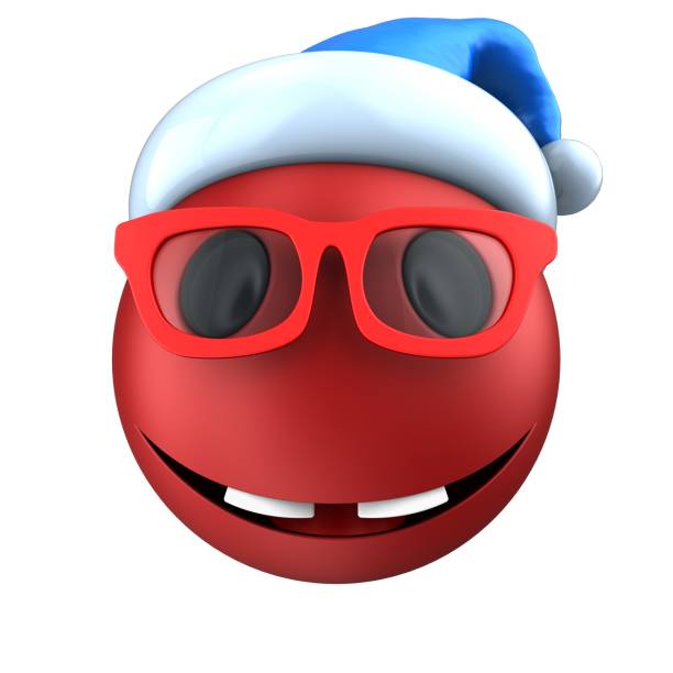 istock 3d red emoticon smile with Christmas hat 894191692
