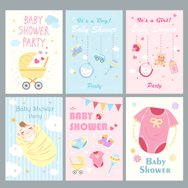cartoon baby shower cute cartoon baby shower for your concept baby shower card stock illustrations