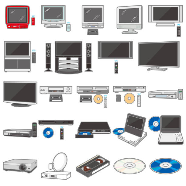 Illustration of various electric appliances / television Illustration of electric appliances dvd player stock illustrations