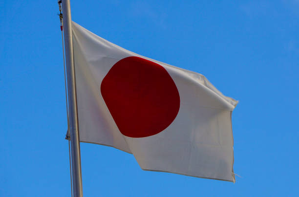 istock Japanese national flag, blue sky background. 894242820