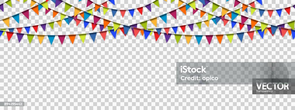 seamless garland background with vector transparency seamless colored garlands background for party or festival usage with transparency in vector file Bunting stock vector