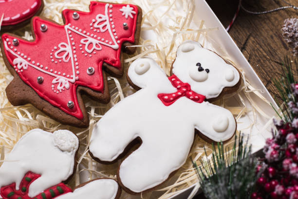 Christmas gingerbread cookies baking background