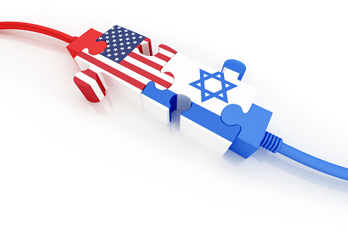 USA and Israel. Digitally Generated Image isolated on white background