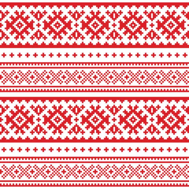Vector illustration of Seamless folk art pattern, Lapland traditional design, Sami vector seamless background Scandinavian, Nordic wallpaper