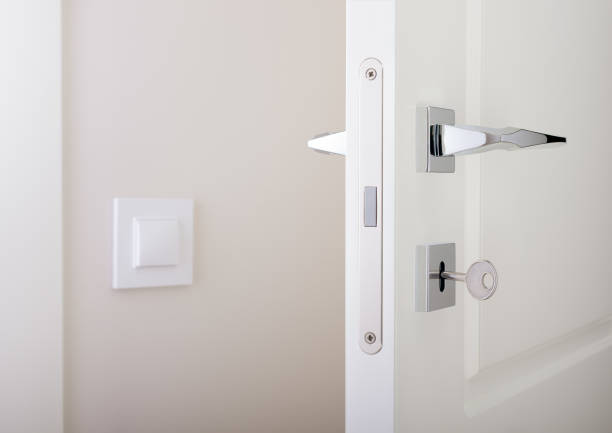 White door opened and key