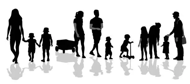 Vector illustration of Summer Time Families