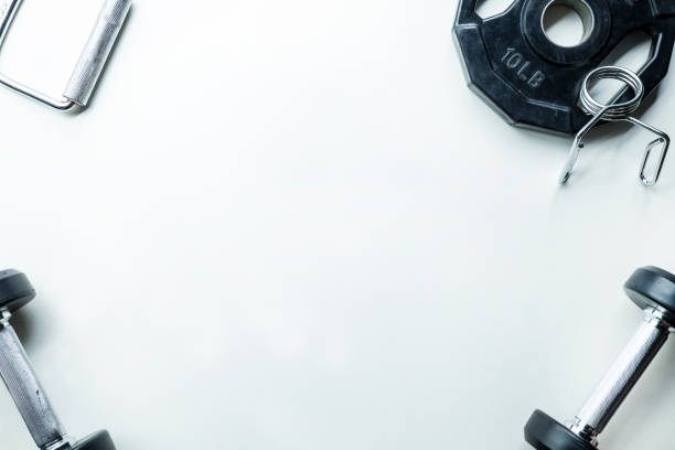 istock Gym equipment on white background isolated 894318158