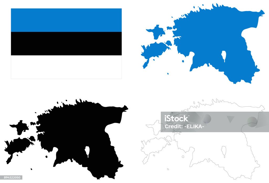 Drapeau et carte d’Estonie - clipart vectoriel de Banderole - Signalisation libre de droits