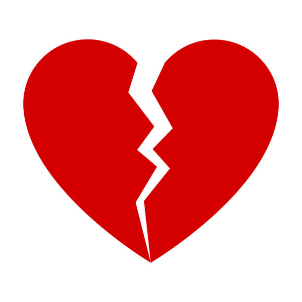 illustrazioni stock, clip art, cartoni animati e icone di tendenza di cuore rosso spezzato - white background love concepts shape
