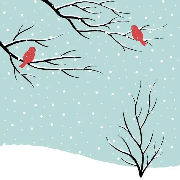Vector illustration of Birds on branches
