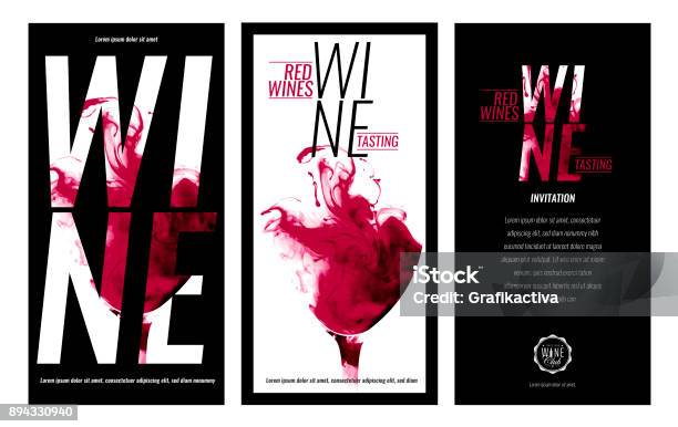 Templates For Promotions Or Presentations Of Wine Events Illustration With Liquid Effect Stains Of Red Wine Stock Illustration - Download Image Now