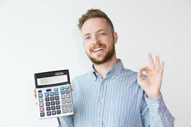 istock Portrait of Smiling Young Broker with Calculator 894333566