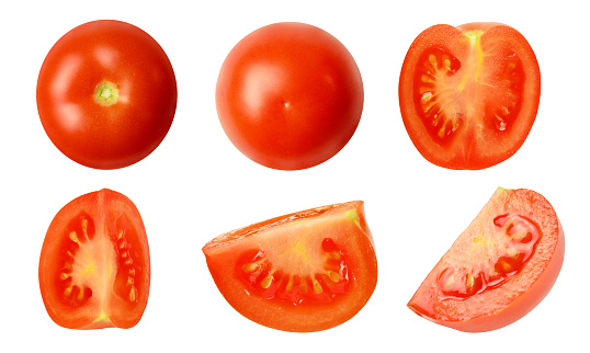 Set of Whole and Sliced Tomatoes