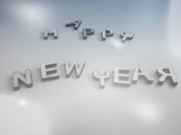 istock Happy new year wish word quote heading title 894337562
