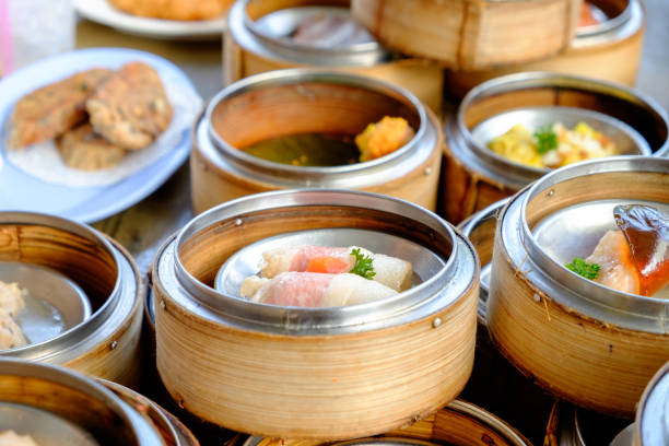 istock The Arrangement of various dim sum in bamboo steamer 894337806