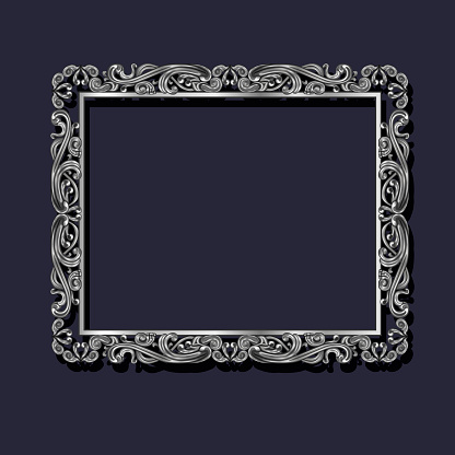 frame silver color with shadow on blue background