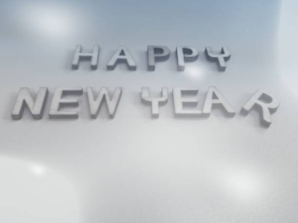 istock Happy new year wish word quote heading title 894344078