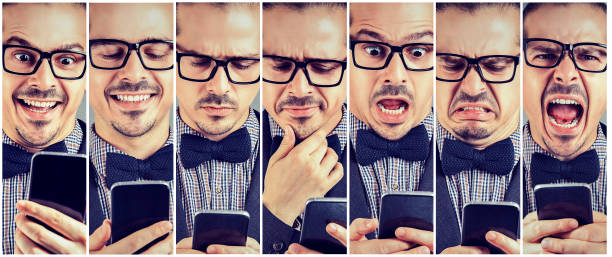 istock Collage of expressive man with smartphone 894372358
