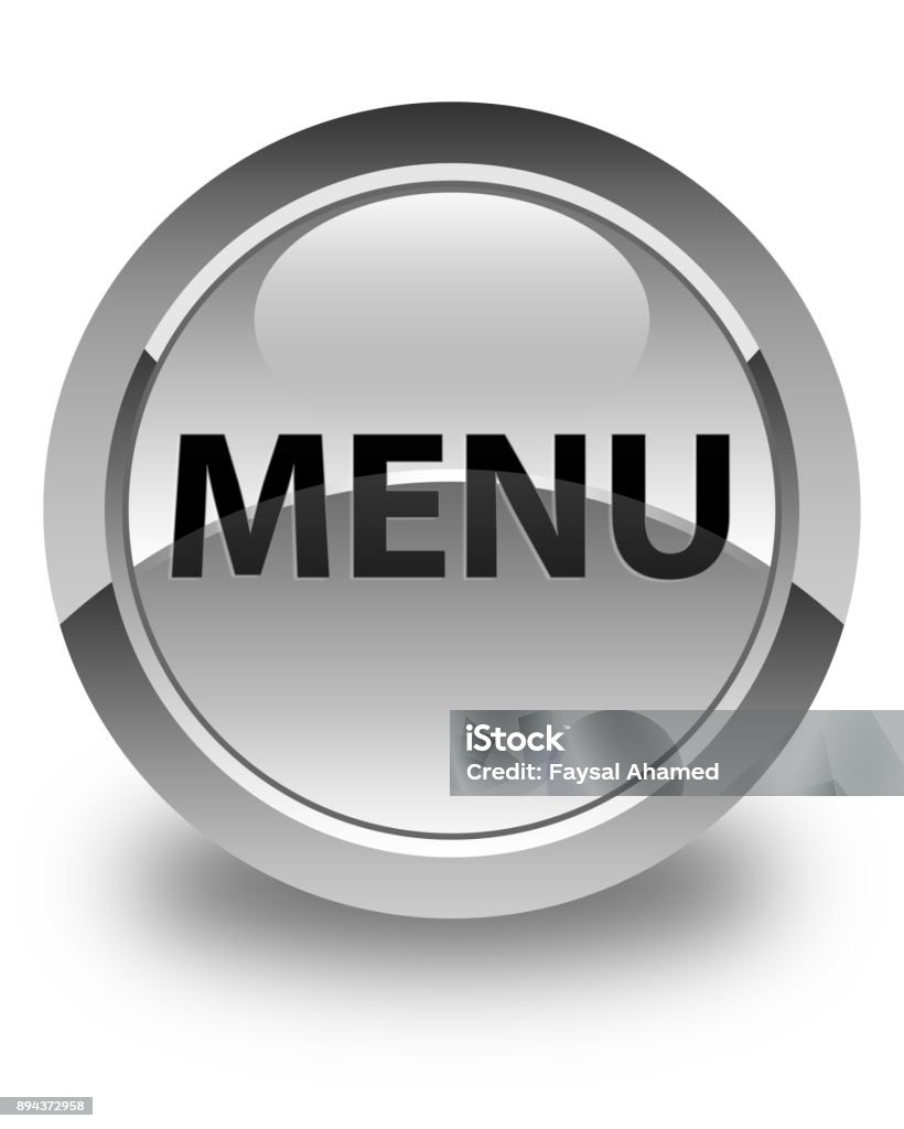 Menu Button Rounded Edges Menu Glossy White Round Button Stock Illustration - Download Image Now ...