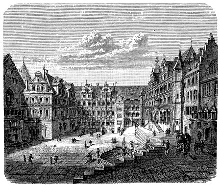 Illustration of a Courtyard of Heidelberg castle