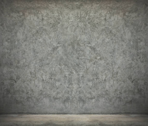 istock Old empty grunge room with concrete wall, black and white background 894384136