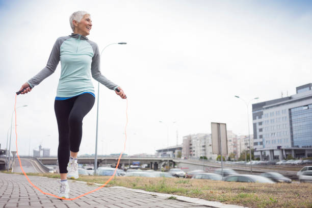 Women exercise in city