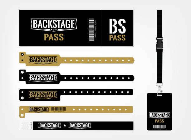 istock Template of different access control designs. Suitable for events, concerts, parties, festivals and private areas. Bracelets, ticket and lanyards. 894405324