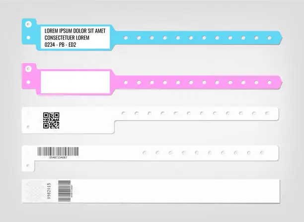 Vector illustration of Template of different models of bracelet and security codes. Suitable for hospitals and health centers.