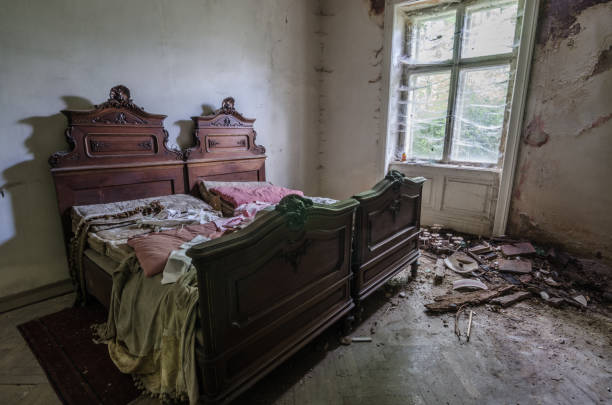 istock old bed with decorations in the wood 894408604