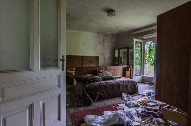 istock view in old bedroom with bed 894408960